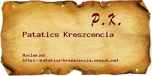 Patatics Kreszcencia névjegykártya